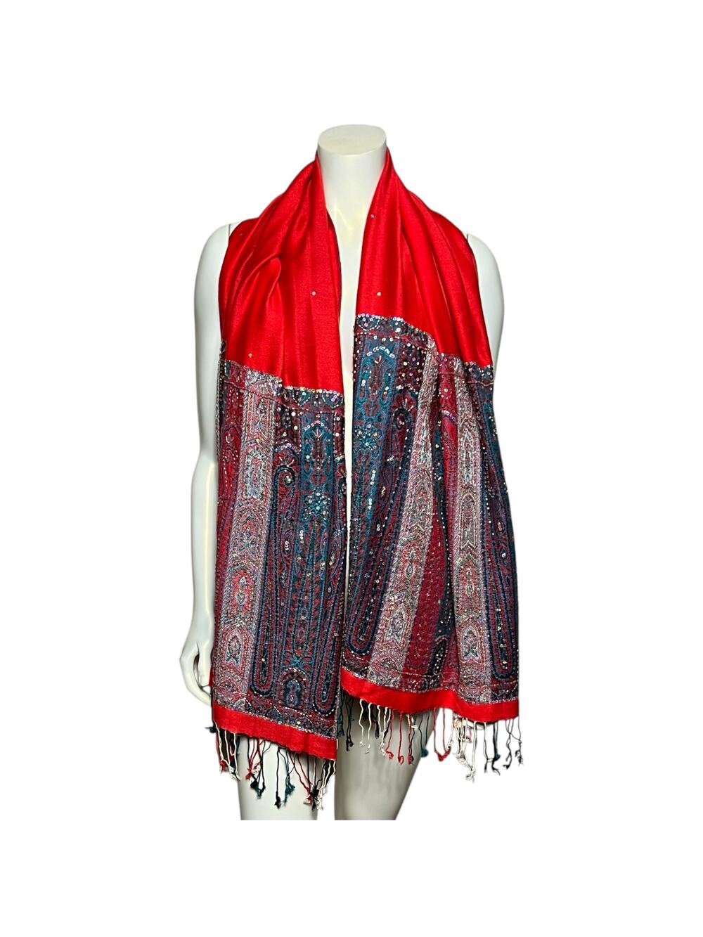 Elegant Lightweight Soft Pashmina-Style Shawl Wrap Scarf with Sequins Ultra-Soft